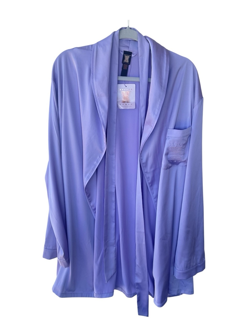 SAVAGE X FENTY LAVENDER SATIN ROBE NWT SIZE SMALL